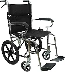 Cadeira De Rodas Dobrável Compacta Acolchoada Nova Até 100kg (Preto)