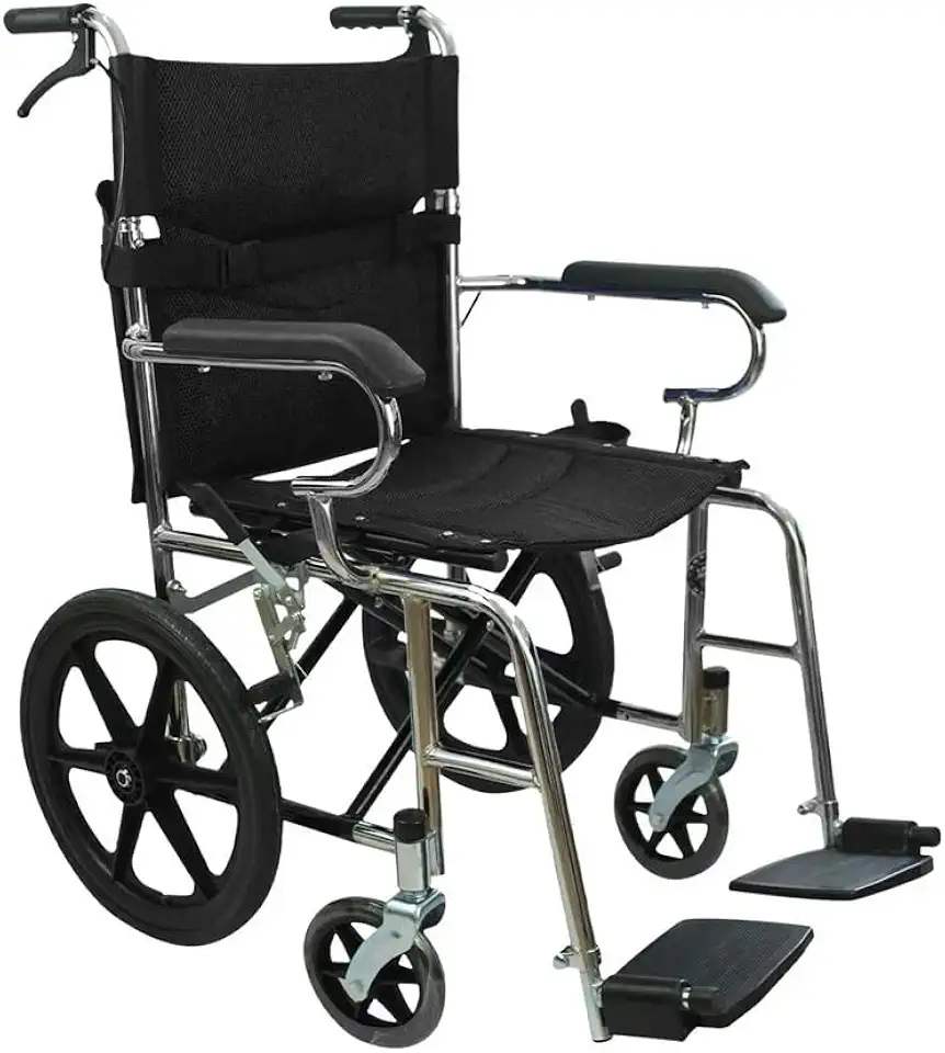 Cadeira De Rodas Dobrável Compacta Acolchoada Nova Até 100kg (Preto)