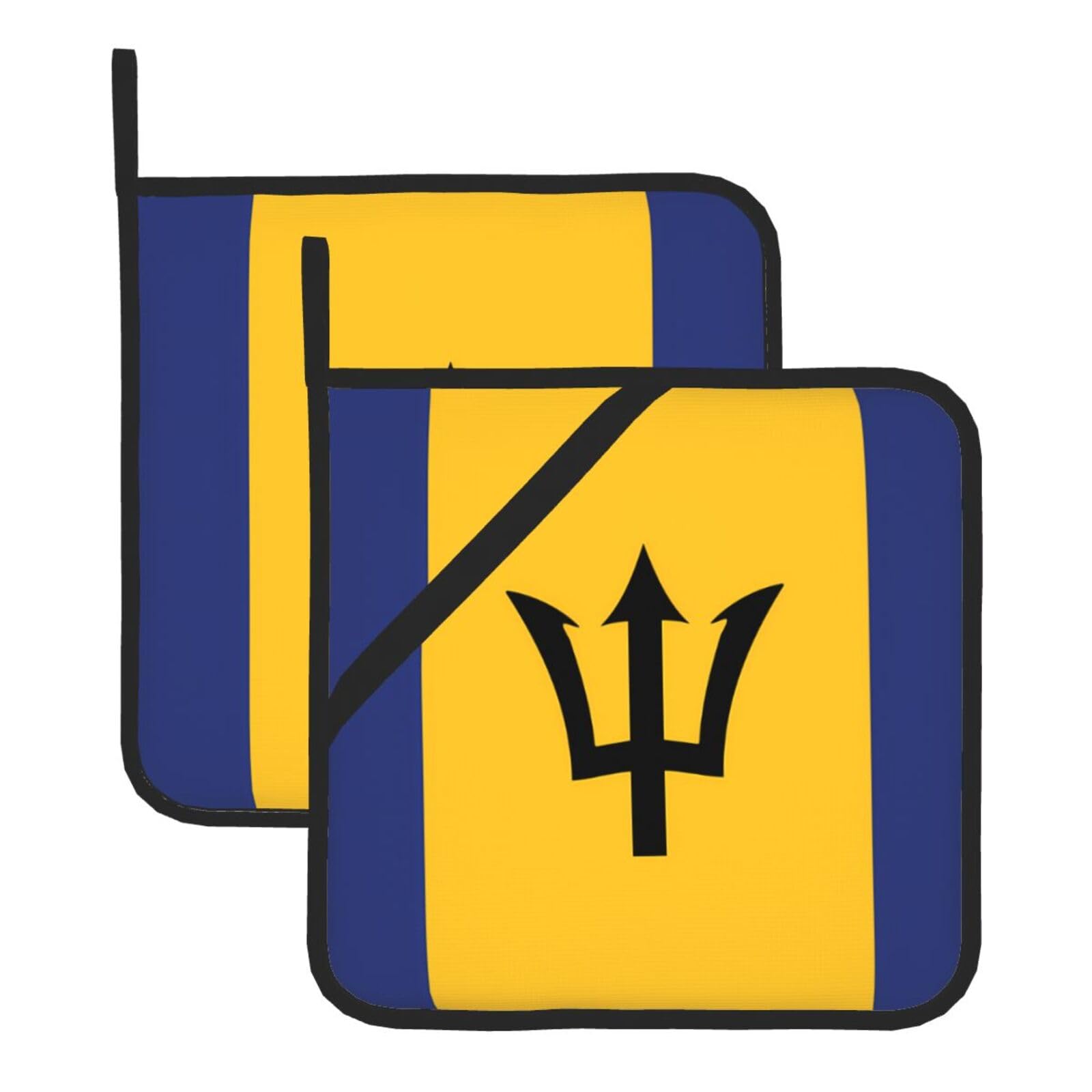 Flag of Barbados Square Heat Resistant Trivet Set Thick and Durable for Baking Barbecue Cookware Oven