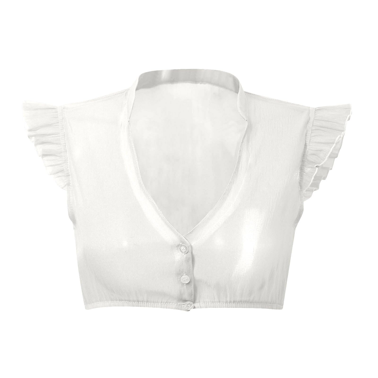 DRALOFAO Dirndl Bluse Damen - Weiß Mit Spitze Für Oktoberfest & Trachten