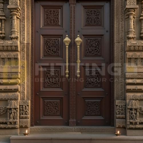 Image of Royal Gada Door Handle for Main Door /16 Inch Traditional Main Door Handle /Pull Push Handle for Home /Office /Hotels Doors - (Hole to Hole 300mm, Pack of 1) - Brass Antique- 3 Years Warranty
