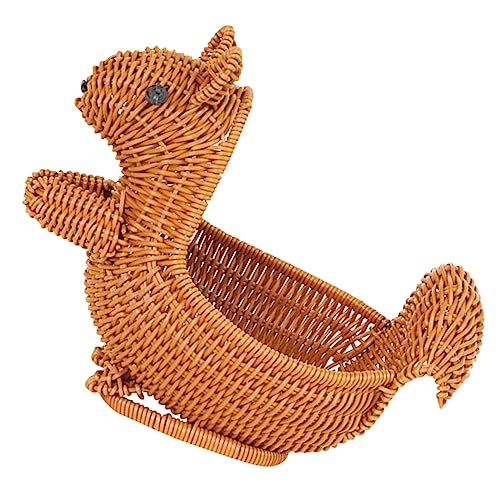 MAGICLULU Canasta Tejida Para Refrigerios Cesta Tejida De Mimbre Cestas De Almacenamiento Tejidas Cestas De Almacenamiento De Mimbre Panera De Mimbre Tapa Bandeja Páginas Coffee Reutilizable
