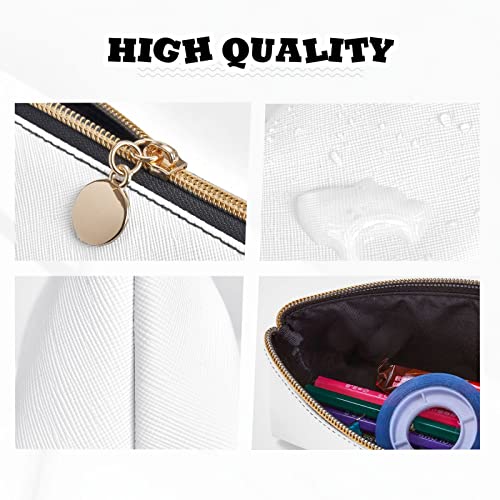 Image of Black White Race Checkered Flag Pattern Leather Pencil Case Zipper Pen Makeup Cosmetic Holder Pouch Stationery Bag for School, Work, Office