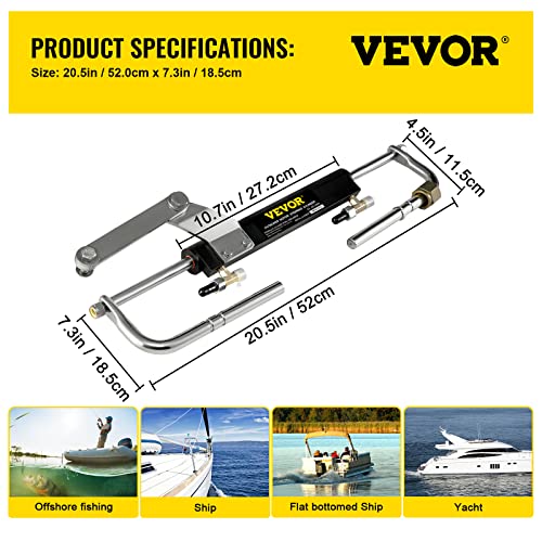 Image of VEVOR Hydraulic Outboard Steering Kit 90HP Marine Hydraulic Steering System