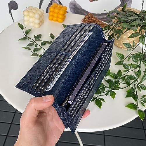 Modica Verona- Hakiki Deri Telefon Bölmeli Mıknatıslı ve El Bantlı Cüzdan (Lacivert) - Görsel 7