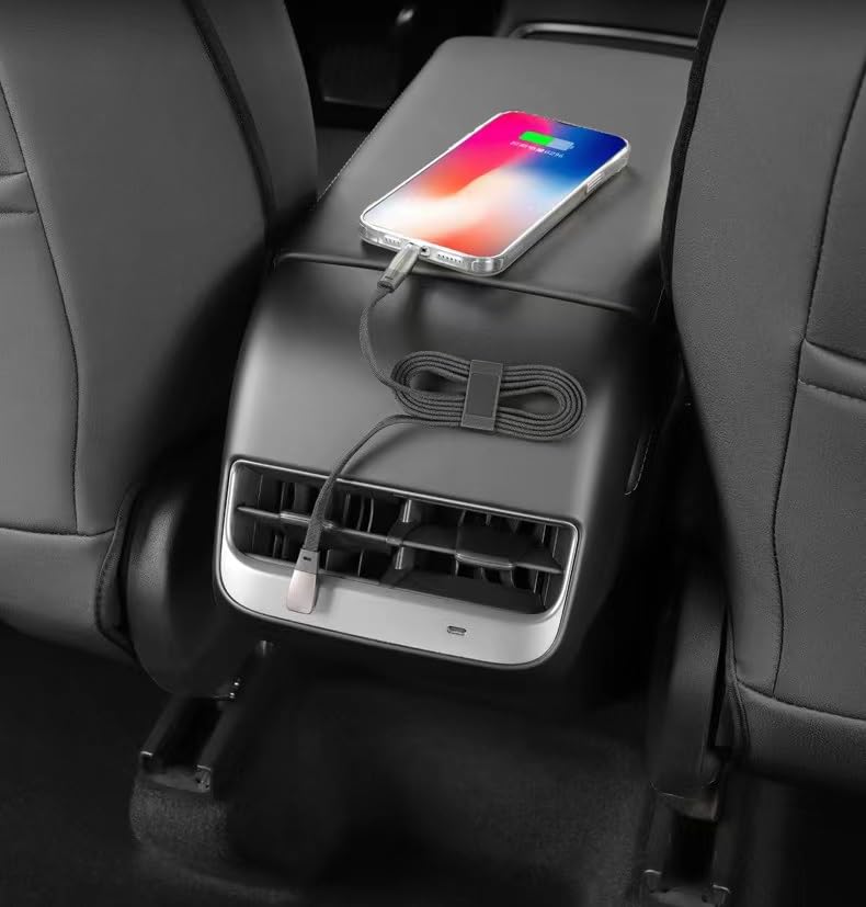 Miniatura 7 de Paquete de 2 cables USB-C para Tesla modelo Y3,90 en ángulo recto trenzado plano PD QC3.0 cable de carga (USB-C a Lightning y USB-C a USB-C) se