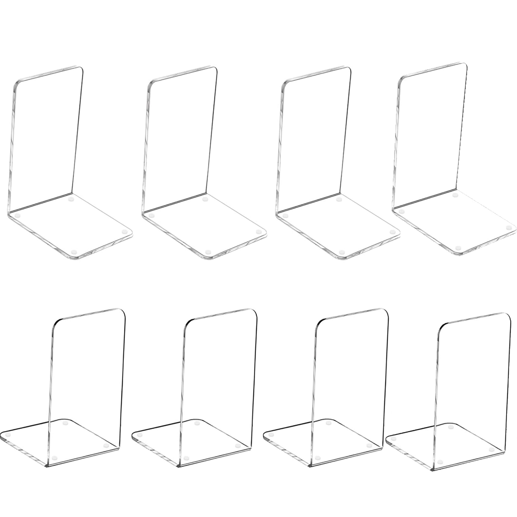 Aboiledy 8 sujetalibros de acrílico, sujetalibros transparentes, sujetalibros para libros, soporte para libros, soporte para libros, soporte para estanterías, separadores de estanterías, soportes para