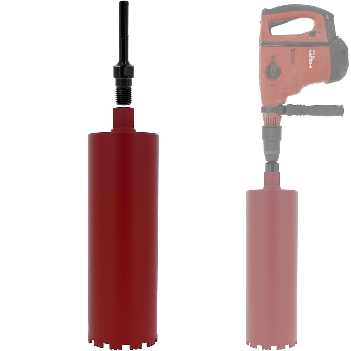 Corona de diamante Ø 140 mm con adaptador para taladro y martillo perforador SDS-max