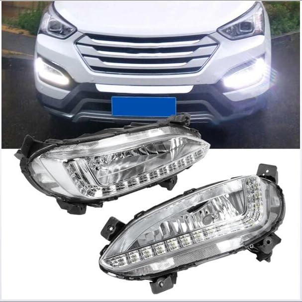 Luces De Circulación Diurna DRL Aptas Para Hyundai Santa Fe IX45 2013 2014 2015 12V Lámpara De Luz Diurna LED Estilo De Coche Blanco 1 Par