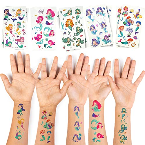Image of Party Propz Mermaid Theme Birthday Decorations Tattoos For Kids - 10 Sets Kit for Girl, 4th Birthday Decorations Items for Girls | Mermaid Birthday Decorations for Girl | kanjak gifts for girls