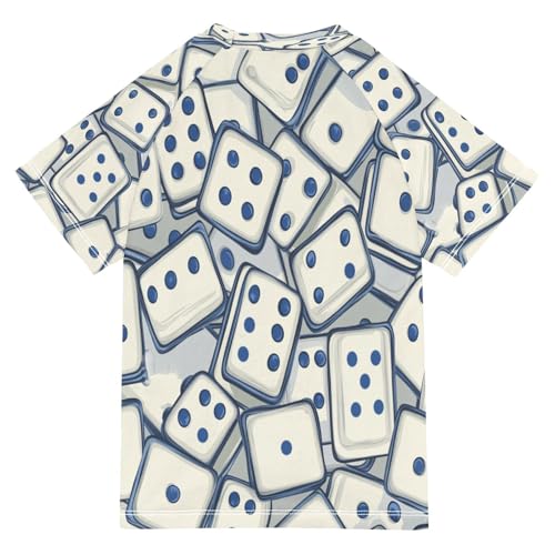 Boys Short Sleeve T-Shirts Blue Dominoes Game Rashguard Kids Swim Shirts Sun UPF 50+2