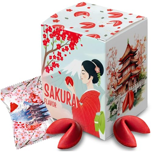 Glückskekse Einzeln Verpackt 15 Stück - Fortune Cookies mit Sprüchen Deutsch & Englisch Kleine Geschenke Gastgeschenke Hochzeit Geburtstag Familie & Freunde Japanischer Stil Sakura Geschmack