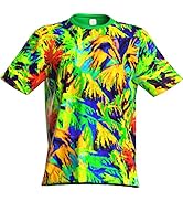 aofmoka Ultraviolet Fluorescent Handmade Art Neon Blacklight Reactive Print Men T-Shirt