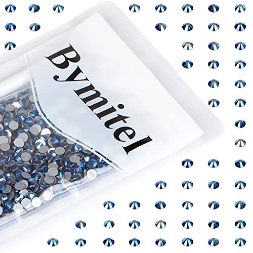 Image of 1440pcs Nail Rhinestones Glueless Round Crystal Flat Crystal Rhinestones for Jewelry Making with a Pen (SS20 1440pcs, My Blue)