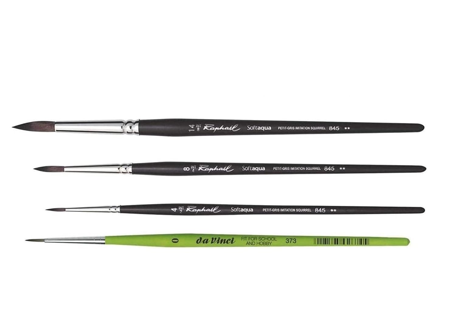 Pinceau Raphael SOFTAQUA.SÉRIE 845 Vegans. N°4 .8. 14 Set 3PCS (Raphael France) + 1 Pinceau