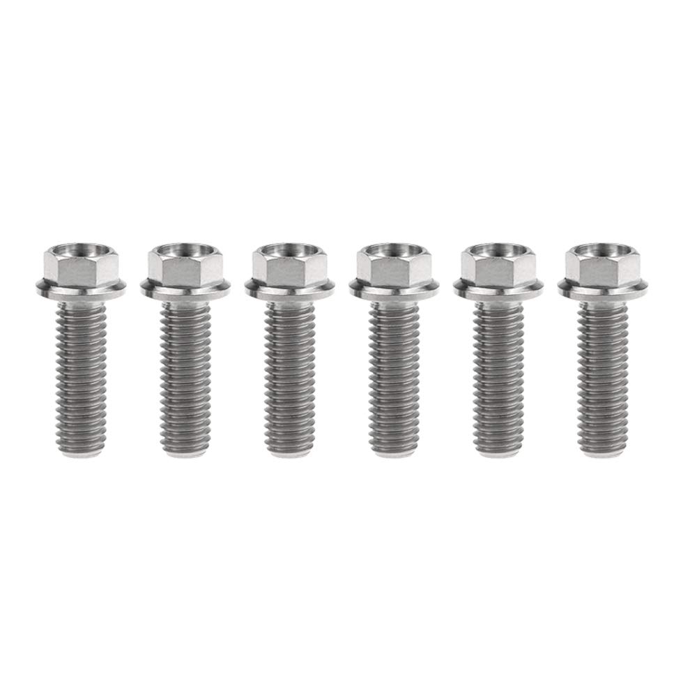 DWAMMEBRS M8x15-65mm Flange Hex Head Screws Pich 1.25mm Pack of 6 for Motorcycle Bike Parts(Titanium,M8x20mm)