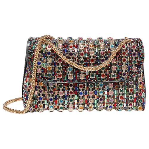 Jubilofex Bolsos de noche para mujer, bolso de noche para mujer, bolso de noche brillante, monedero portátil con diamantes de imitación para mujer, novia, cumpleaños, año nuevo, carbón, Siehe