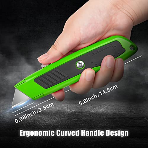 Image of DIYSELF 2 Pack Utility Knife, Box Cutter Retractable, Heavy Duty Small Box Knife Exacto Knife, Comfortable Aluminum Handle, Sharp Blade, Box Opener for Cardboard, Boxes, Carpet (Green)