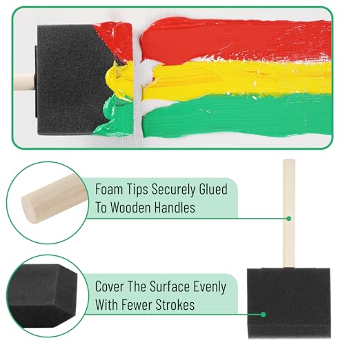 image for Bates Choice Bates- Foam Paint Brushes, 4 Inch, 25 Pack, Black Foam Br