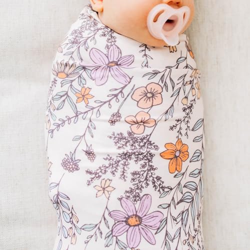 Image of Copper Pearl Swaddle Blankets for Newborns | Soft Stretchy Receiving Blankets for Boys and Girls | Large 46 x 46 Inch Baby Blankets | Lightweight and Breathable Swaddles | Flora