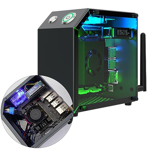 Image of Yahboom Jetson Case for Jetson Nano Orin Nano Orin NX Super Heat Metal Mini Protect Case with Cooling Fan Antenna RGB Light(OLED Needs Program Drive)