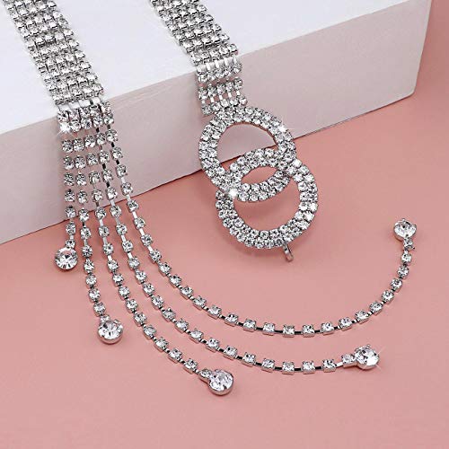 Glamorstar Crystal Belts for Women Rhinestone Waistband Belt for Dress Sparkle O-Ring Chain Gift4