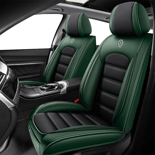 Image of Universal Car Seat Covers for Honda Insight 2002-2022 Anti-Slip Seat Covers,Waterproof Faux Leather Full Coverage Car Seat Protectors Interior Accessories(2Pcs Standard /Black&Green)