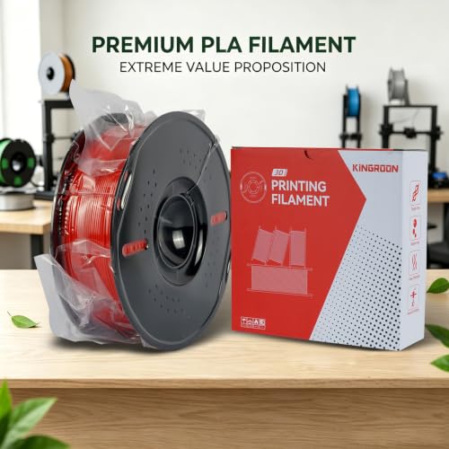 Image of Kingroon PLA 3D Printer Filament, Dimensional Accuracy + /- 0.03 mm, 1 kg Spool(2.2lbs), 1.75 mm,Red