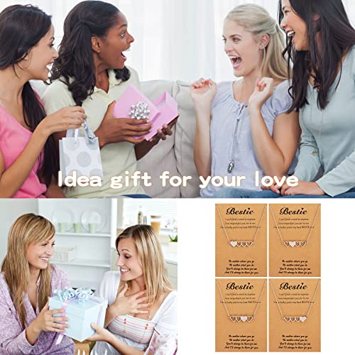 Best Friend Necklace Friendship Necklace for 2/3/4/5 Matching Heart BFF Necklaces Friendship Gifts for BFF Sisters Bestie4