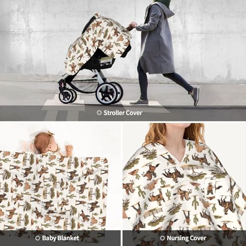 Image of Western Baby Car Seat Canopy Cover Multi Use Nursing Cover for Mom Nursing Covers Newborn Western Shower Gift