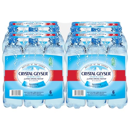 Crystal Geyser Sparkling Alpine Natural Spring Water, 24-Pack, 16.9oz Bottles, Zero Calories and No Sweeteners, Bottled at The Source