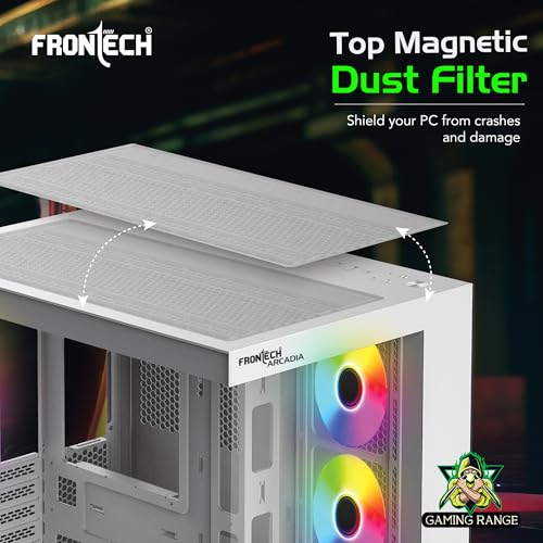 Image of Frontech Arcadia Mid‑Tower Gaming Computer Cabinet - Tempered Glass, Mesh Top, 4 Pre‑Installed RGB Fans, USB 3.0 & 2.0 I /O, ATX /Micro‑ATX /Mini‑ITX Compatible (FT-4381)