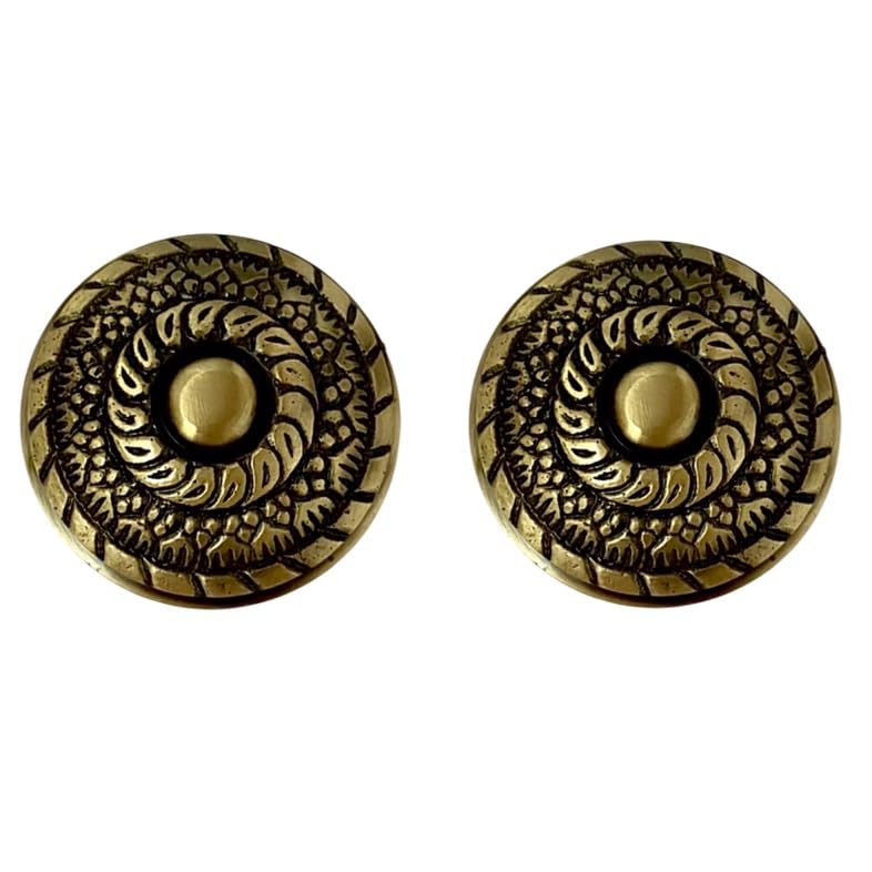 BRASK Brass Decorative Door Domes Model No. 233 – Round Shape | 50 mm (2 Inch) Solid Brass Domes for Main Door & Pooja Room Doors | Pack of 2 Pcs (Antique Finish)-image-34