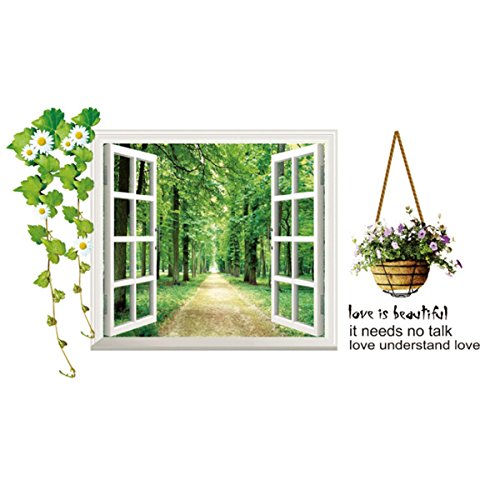 窓 森の道 花 ウォールステッカー 木 wall sticker ウォールペーパー 壁紙 ウォールシール 60*90cm 窓 森の道 花 ウォールステッカー 木 wall sticker ウォールペーパー 壁紙 ウォールシール 60*90cm