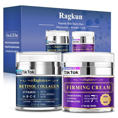 Ragkun Retinol Cream for Face, 1.7 fl. oz with Neck Creams Dual-A...