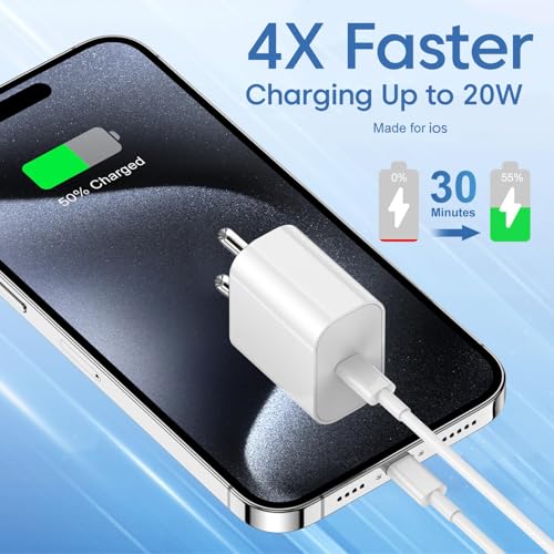 Image of iPhone Charger Adapter 20W Lightning Cable Combo (MFi-Certified) Compatible with iPhone 14 /14Plus /14Pro /14 Pro max13 /13 Pro /13 Pro max /12 /12 Pro /11 /X /X