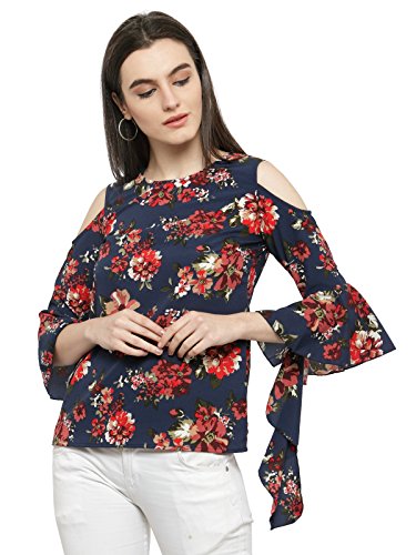 Image of PlusS Women's Regular fit Top (LTP2984A-NAVYPRINT- Navy Print 2XL)