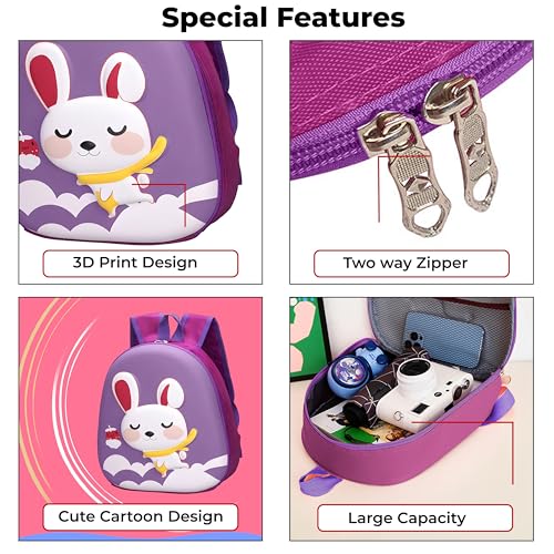 Image of Bembika School Bag The Perfect Children Backpack and School Bags for Kids Compact Stylish Backpack Fo Kids Kindergarten Backpack and Travel Backpack- (Rabbit|Purple)