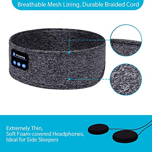 Sleep Headphones, Bluetooth Sleep Headphones,Headband Headphones with Built -in Speakers, Sports Headband with Bluetooth Headphones for Sleeping, Running, Yoga (Grey) - Thumbnail 7