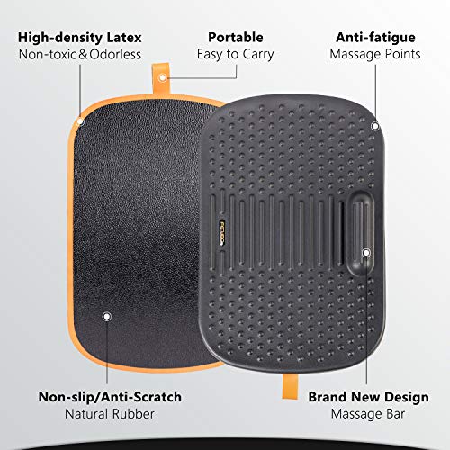 Image of FEZIBO Standing Desk Mat with Anti Fatigue Bar, Wooden Wobble Balance Board with Ergonomic Design Comfort Floor Mat