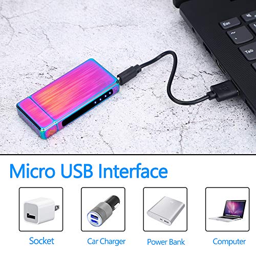 XIMU Elektrische Aansteker, Plasma Aansteker USB oplaadbare Dubbele Boog Aanraakbediening Draagbaar met Batterijweergave… - Image 6