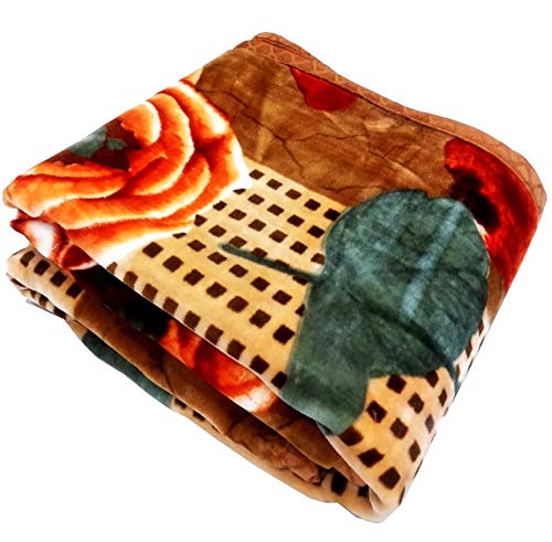 Global Home Supersoft Microfiber Printed Floral Warm Soft Luxurious 400 TC Mink Double Bed Blanket (Brown, Standard)