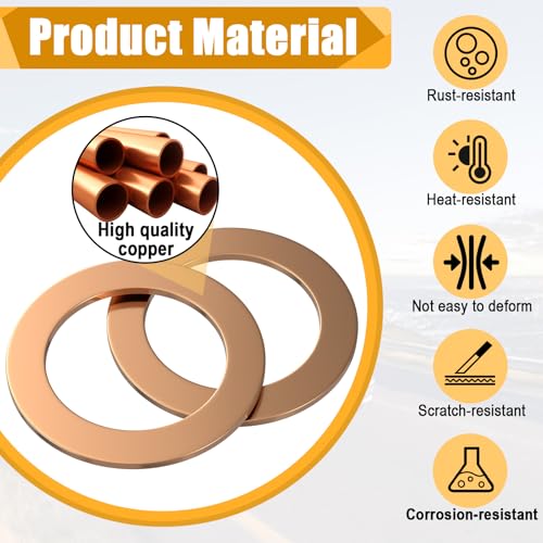 Image of 15 PCS Oil Drain Plug Gasket, 14mm Copper Oil Crush Washer Seals, Copper Oil Drain Plug Washer Gaskets, OEM PN 007603-014106, Replacement Fit for Mercedes Oil Crush Washer