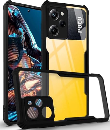 Image of Jkobi Back Case Cover for Poco X5 Pro 5G (Shockproof with Polycarbonate Clear Panel | Professional Black)