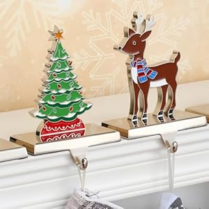 Set of 4 Christmas Stocking Holder for Mantel-Christmas Stocking Hanger for Mantel-Metal Deer Tree Santa Snowman Christmas Stocking Holder for Fireplace Mantle-Heavy Stocking Hooks(2023 New Set) Set of 4 Christmas Stocking Holder for Mantel Christmas Stocking Hanger for Mantel Metal Deer Tree Santa Snowman Christmas Stocking Holder for Fireplace Mantle Heavy Stocking Hooks2023 New Set