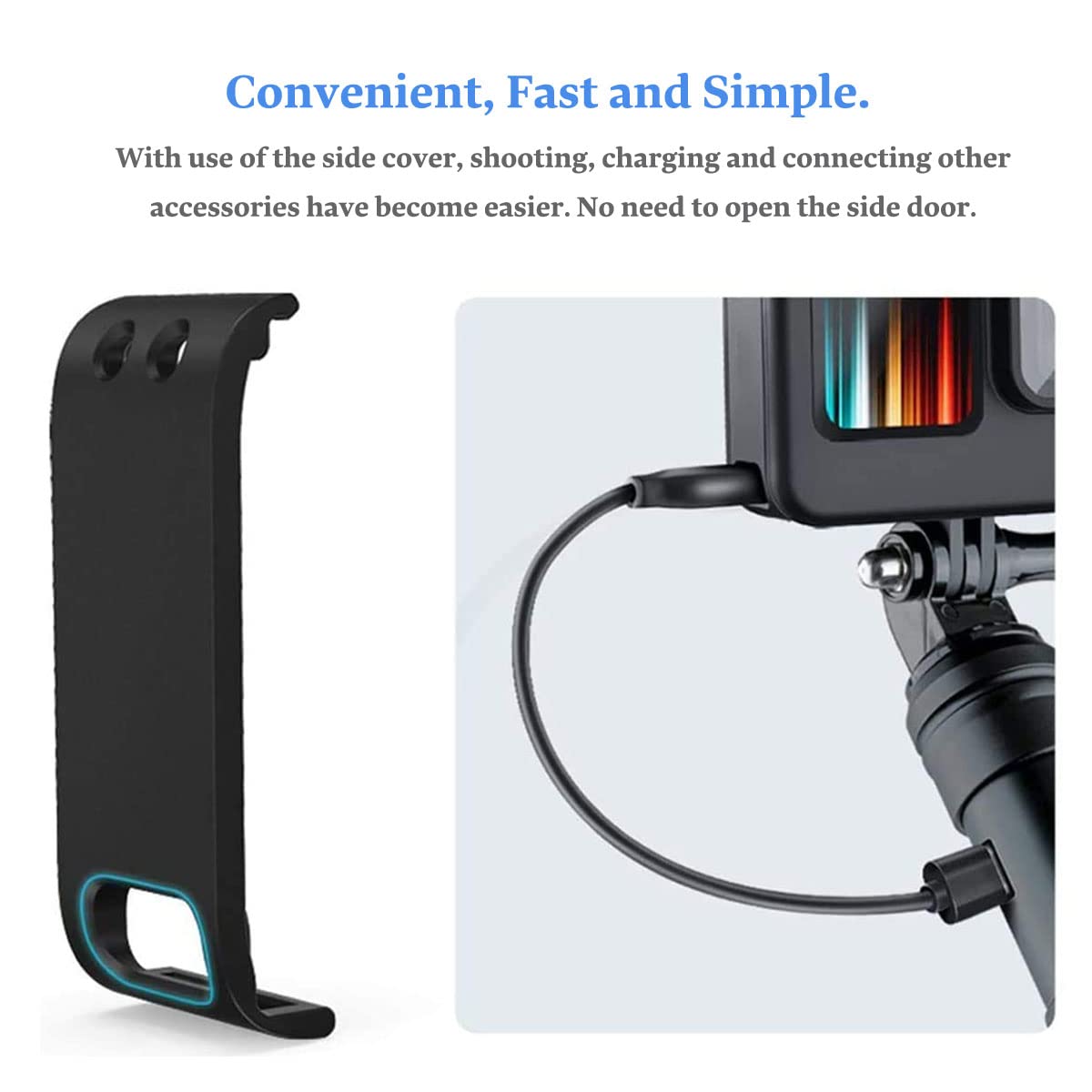 Couvercle Compartiment Batterie GoPro Hero 8 - Porte Latérale Étanche Chargement Sans Retrait