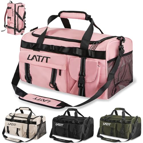 Sporttasche Damen Reisetasche Damen Sporttasche mit Schuhfach&Nassfach Damen Herren Travel Bag Gym Bag Schwimmtasche Übernachtung Weekender (Rosa)
