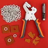 Heavy Duty Handheld Grommet Tool Kit – 3/8" (10mm) & 1/4" (6mm) Grommet Pliers with 500 Eyelets – Portable Eyelet Punch Machine for Tarps, Banners, Canvas, Leather & DIY-Orange+Gray+6MM