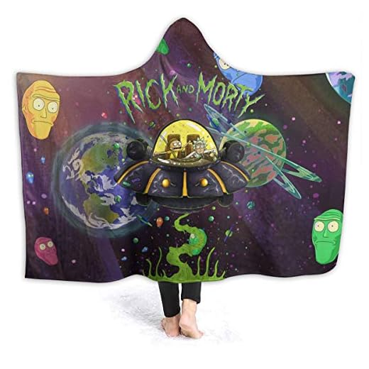 Bedais Wearable Hooded Blanket Rick&M Spaceship Soft Cloak Shawl Wrap Hoodie Throw Blanket for Kids and Adult