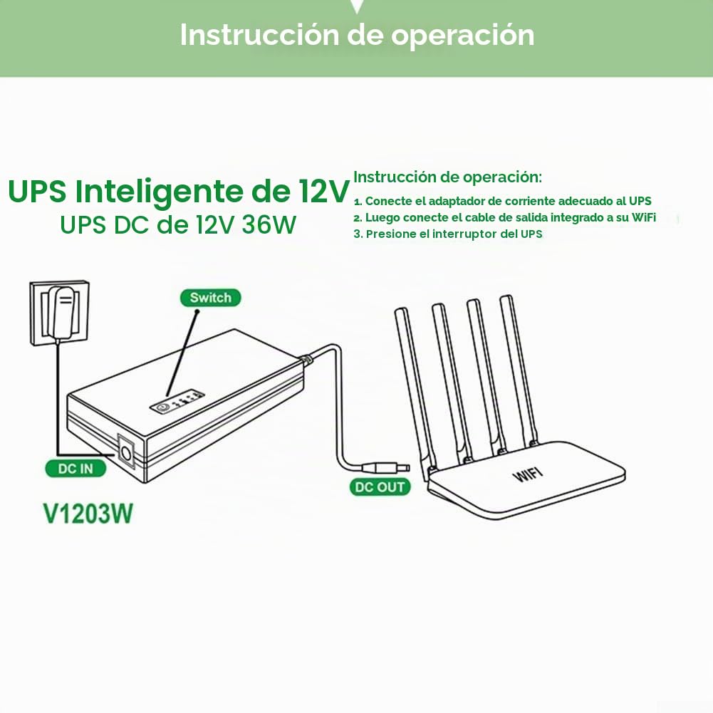 DC 12V 3A Mini UPS Sistema de Alimentación Ininterrumpida con Capacidad de 10400mAh para Cámara de Seguridad y Sistema de Monitoreo con Protección de Seguridad contra Sobredescarga y
